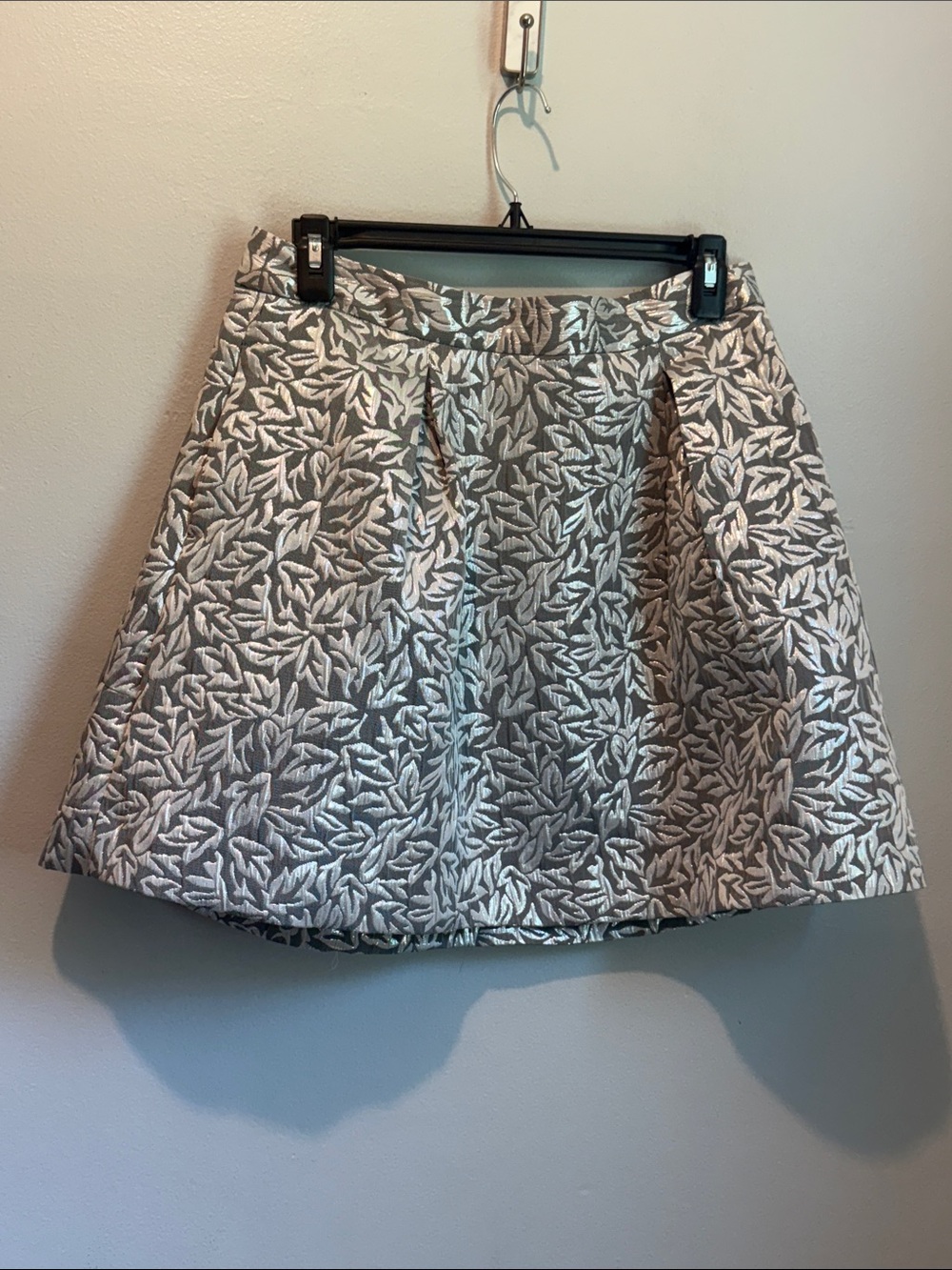 Behnaz Sarafpour x Target 5 Juniors Silver Grey Leaf-Patterned A-Line Mini Skirt